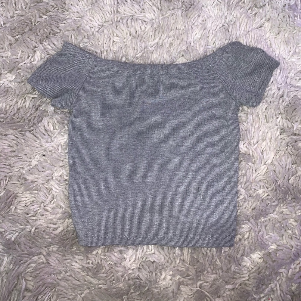 Grey off the shoulder shirt